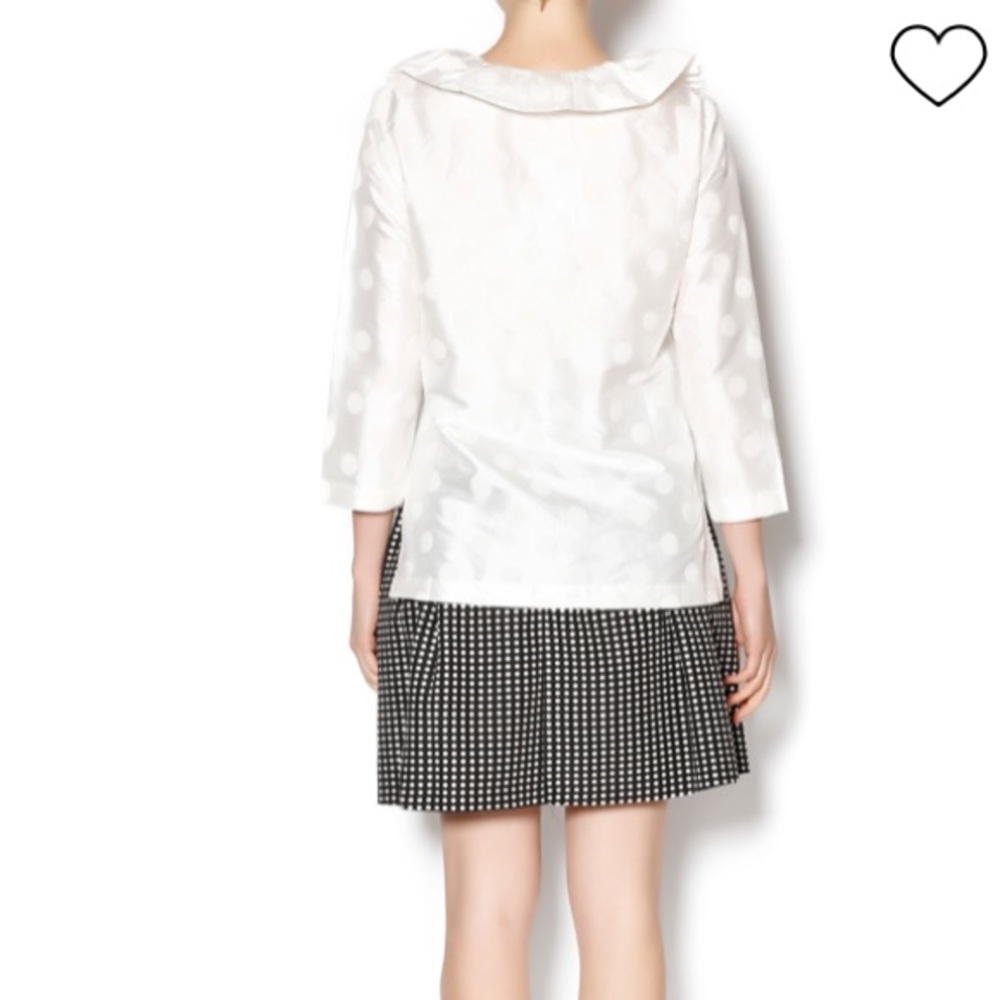 Devon Baer Ivory Silk Polka Dot Ruffle Top Sz. S - Picture 2 of 7